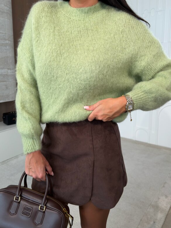 Sweter Elies z moherem i wełną matcha 