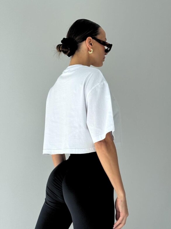 T-shirt Levin short biały