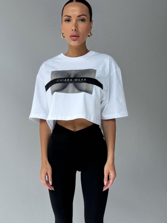 T-shirt Levin short biały