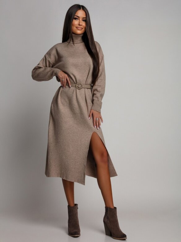 Sukienka Zarina dzianinowa jasnobeżowa 