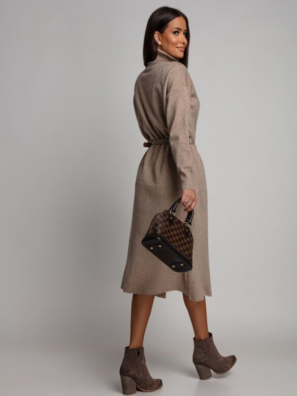 Sukienka Zarina dzianinowa jasnobeżowa 