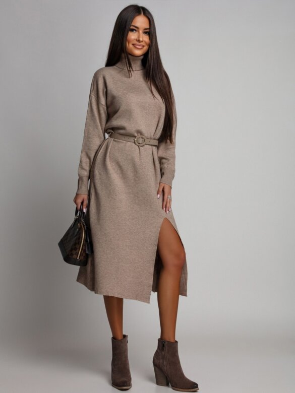 Sukienka Zarina dzianinowa jasnobeżowa 