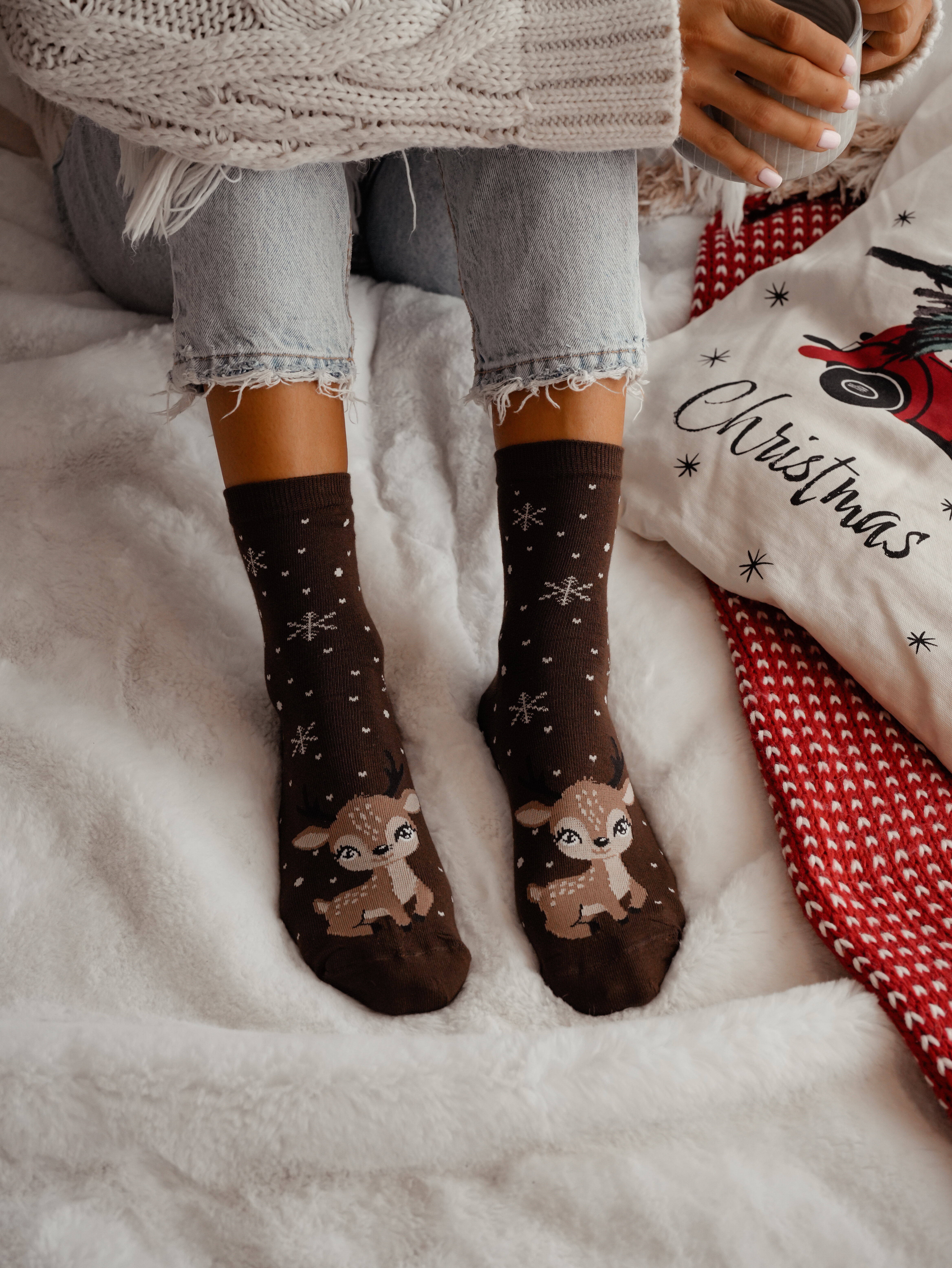 Skarpetki Little Reindeer czekoladowe