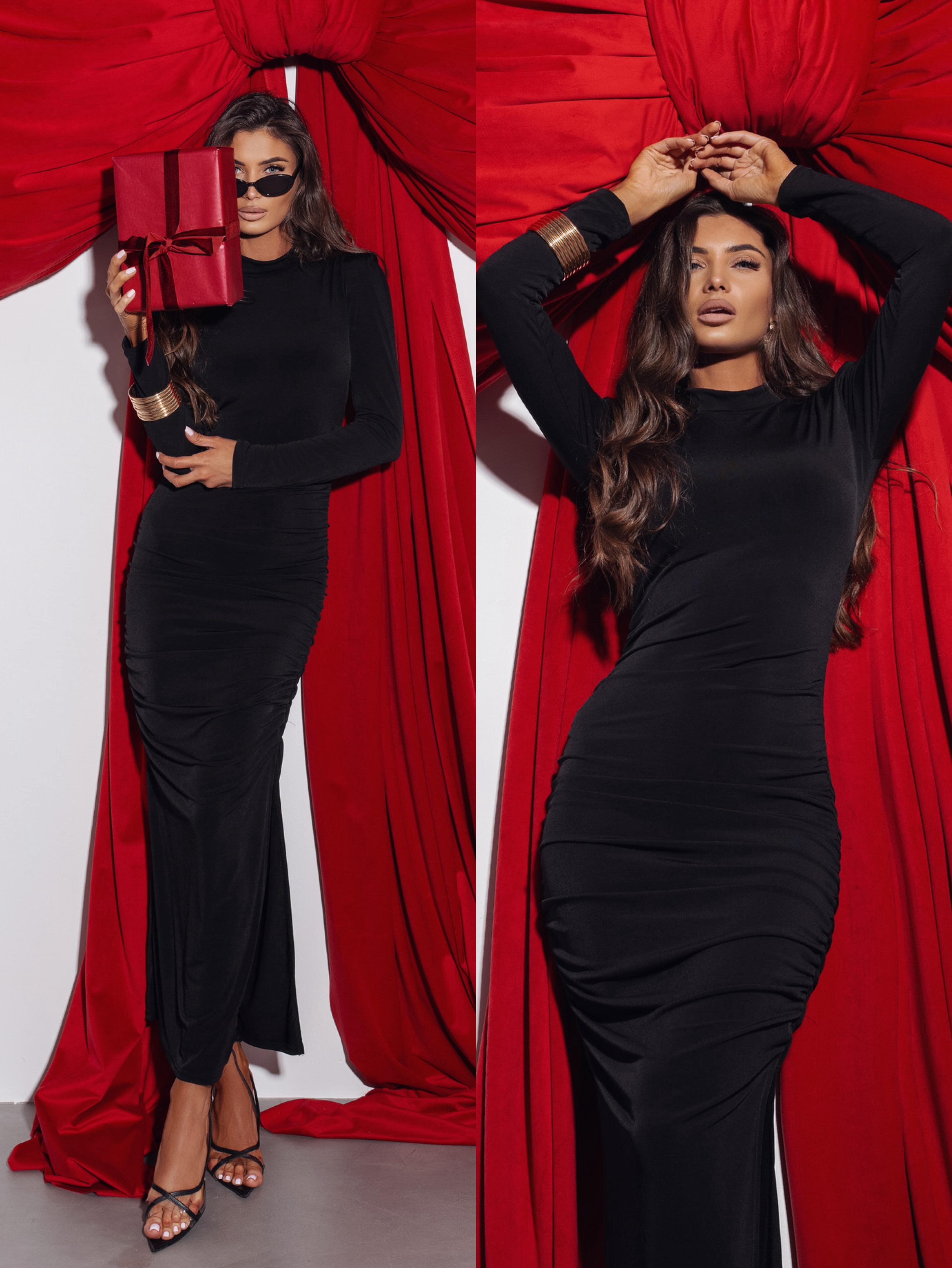 Sukienka Tivessa z marszczeniem czarna