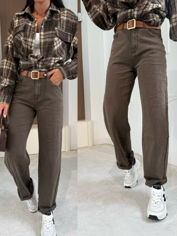 Spodnie Fern jeans balloon ciemnoczekoladowe