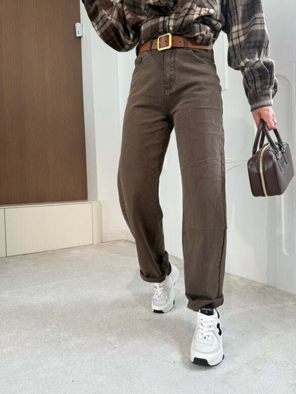 Spodnie Fern jeans balloon ciemnoczekoladowe