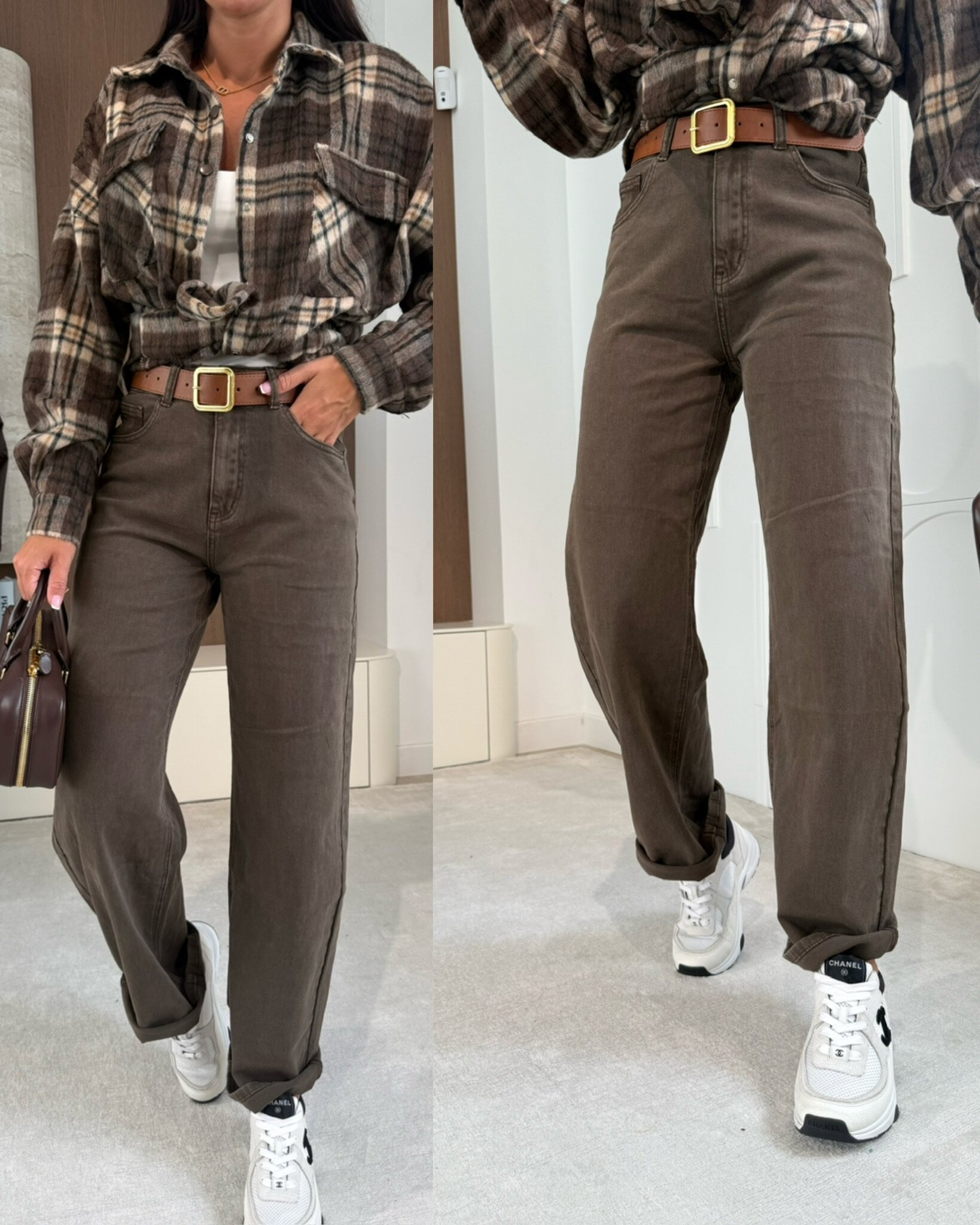 Spodnie Fern jeans balloon ciemnoczekoladowe