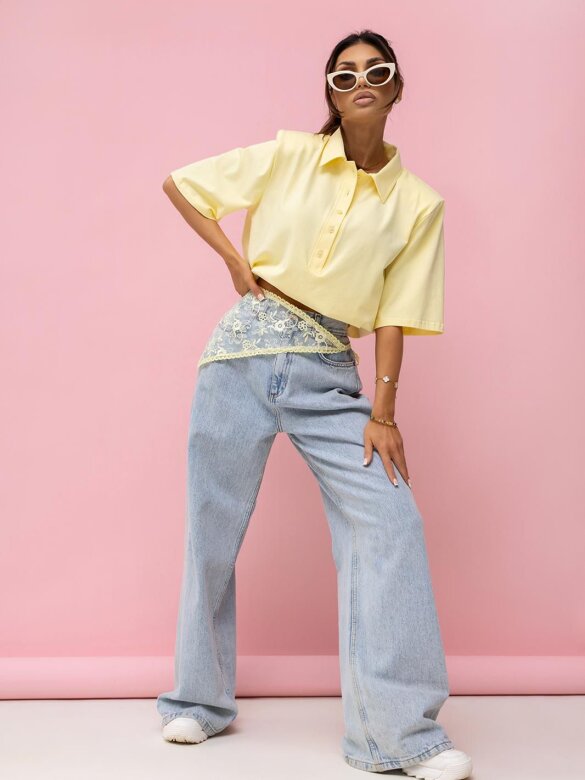 T-shirt Lossa with collar butter yellow