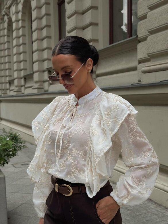 Bluzka Vasso z wiskozą ecru 