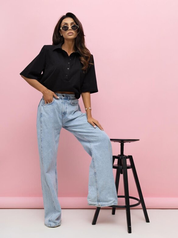 T-shirt Lossa with collar black