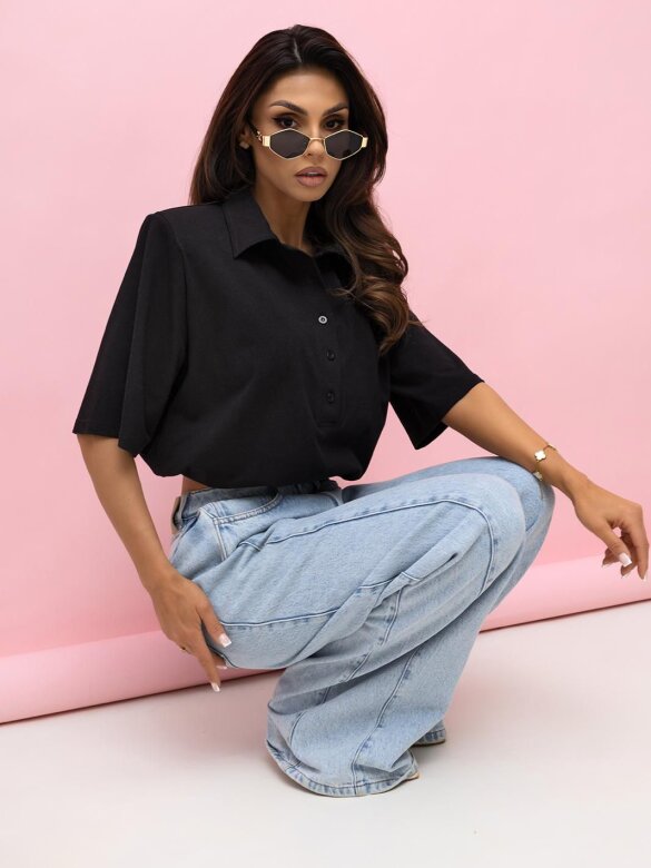 T-shirt Lossa with collar black