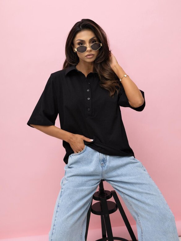T-shirt Lossa with collar black
