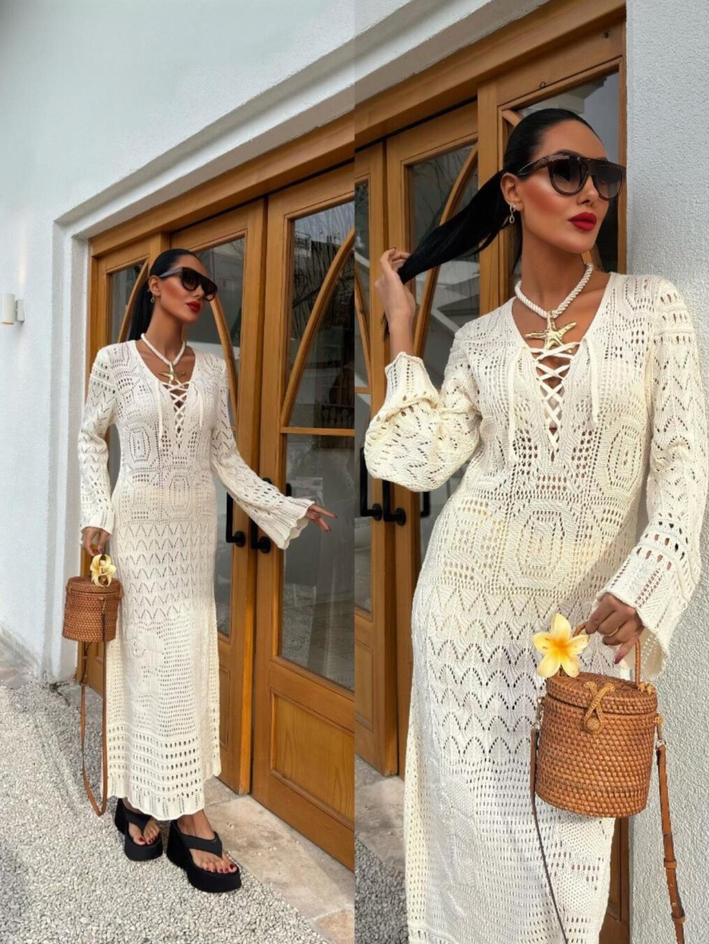 Dress Parysa maxi openwork ecru 3
