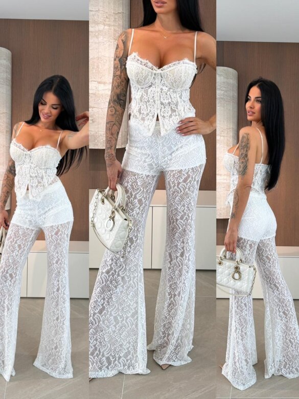 Spodnie Maserato koronkowe białe