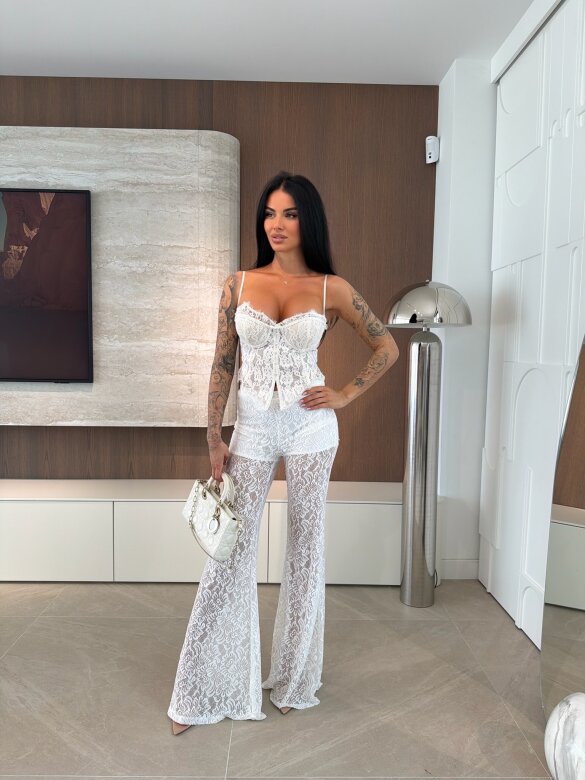 Spodnie Maserato koronkowe białe