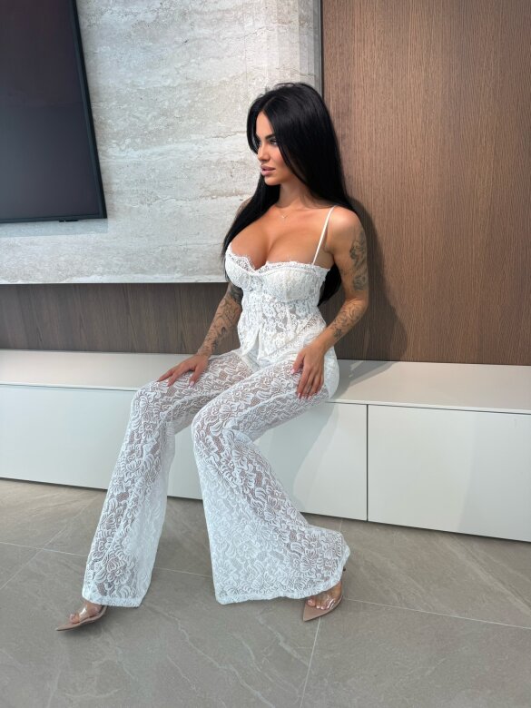 Spodnie Maserato koronkowe białe