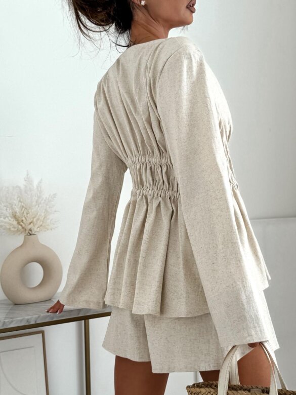 Komplet 2w1 Colly 100% len melanż beż 