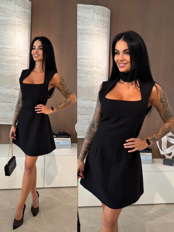 Sukienka Kelly mini z chokerem czarna