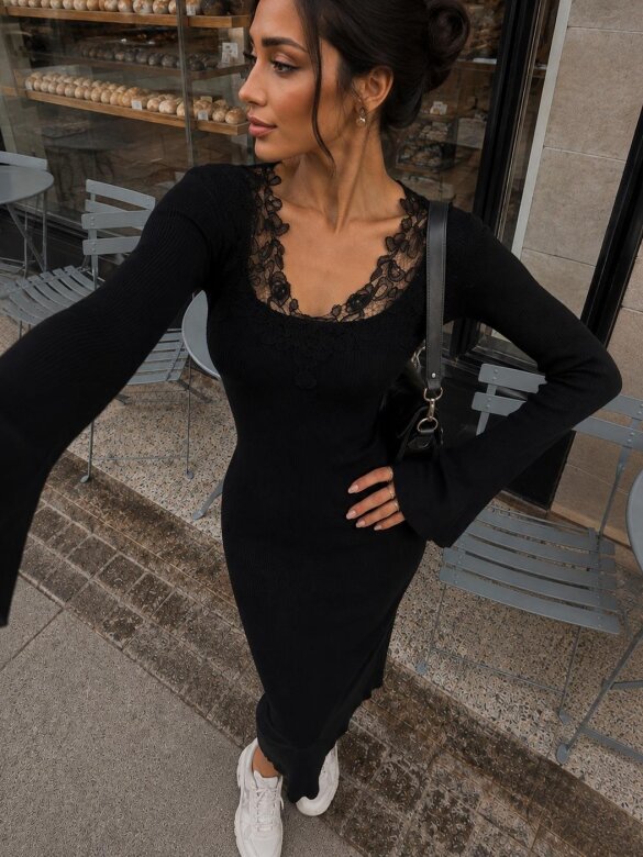 Dress Silosse with viscose and cashmere black