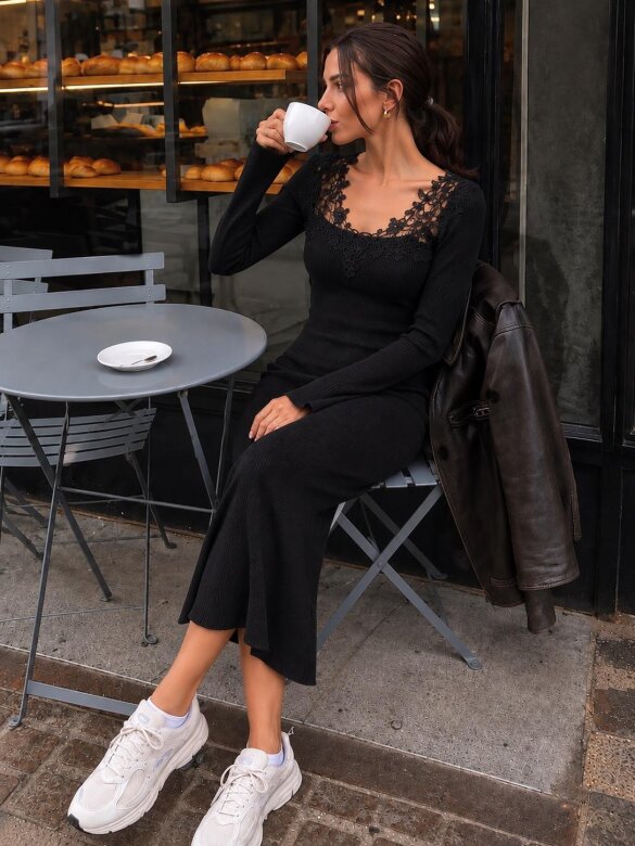 Dress Silosse with viscose and cashmere black