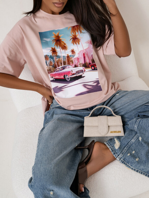 T-shirt Miami Beach łososiowy