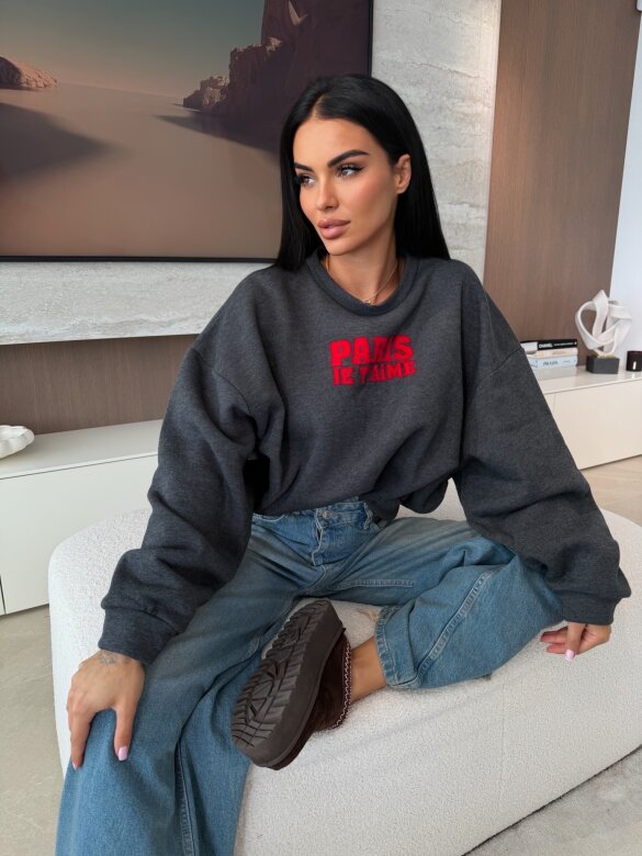 Bluza Paris ocieplana grafitowa 