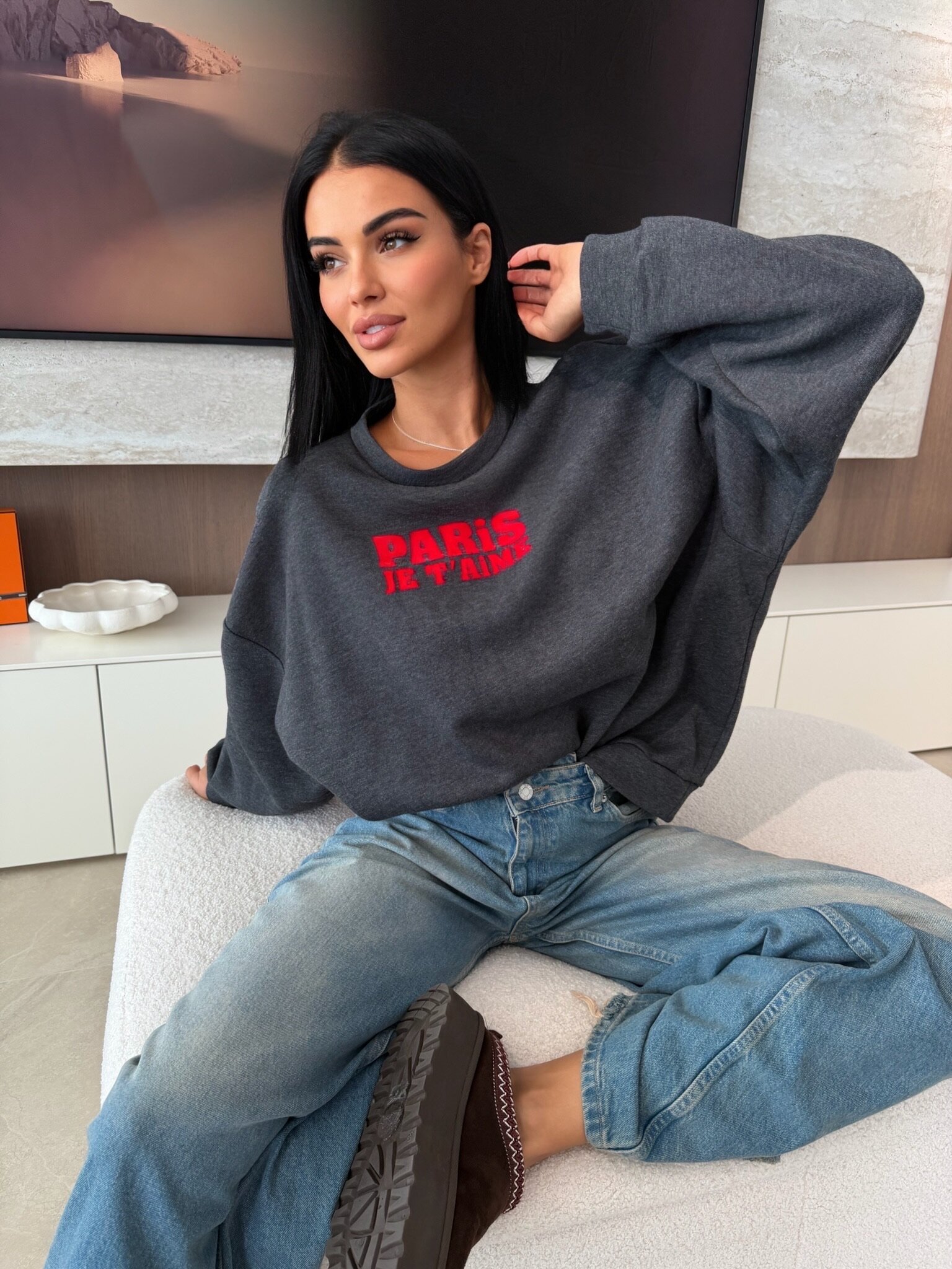 Bluza Paris ocieplana grafitowa 