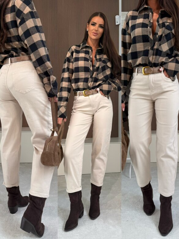 Spodnie Shawl jeans balloon jasnobeżowe 