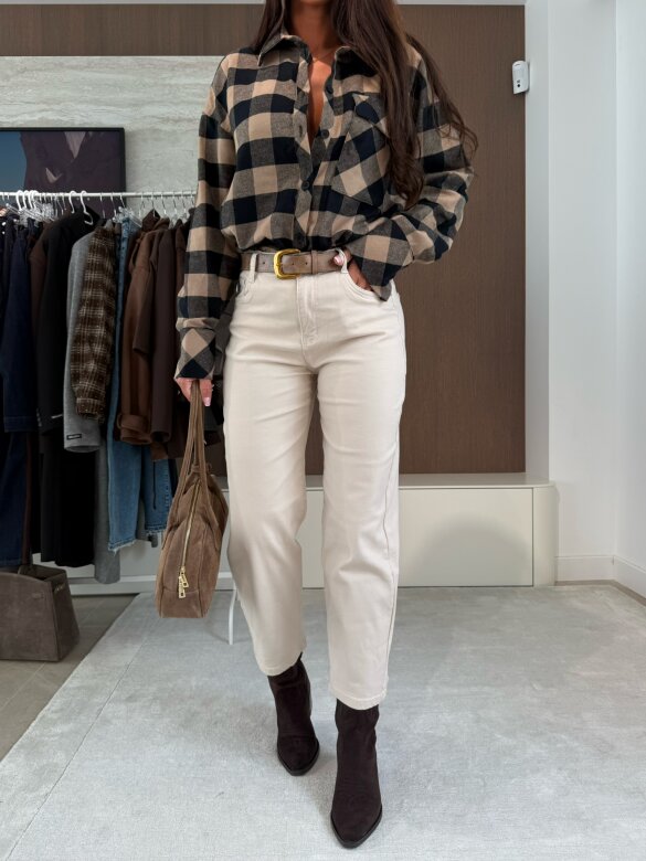 Spodnie Shawl jeans balloon jasnobeżowe 