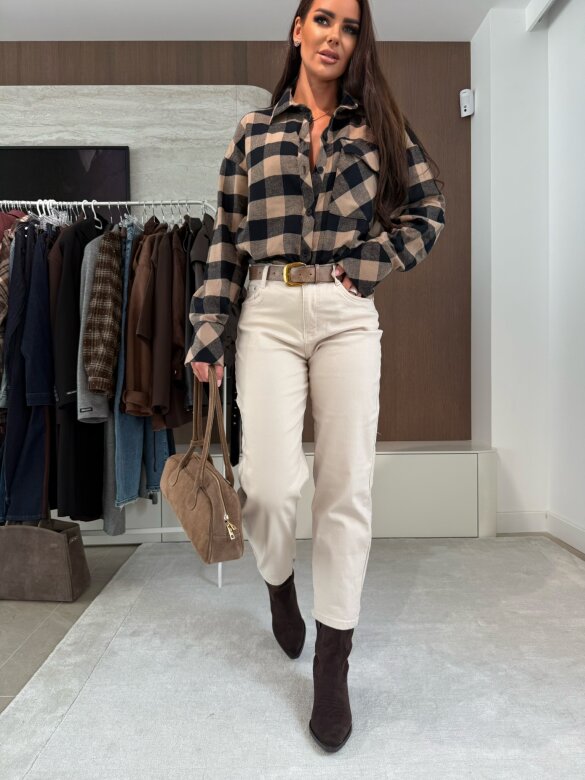 Spodnie Shawl jeans balloon jasnobeżowe 