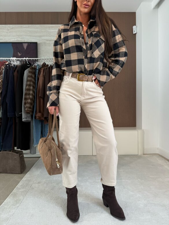 Spodnie Shawl jeans balloon jasnobeżowe 