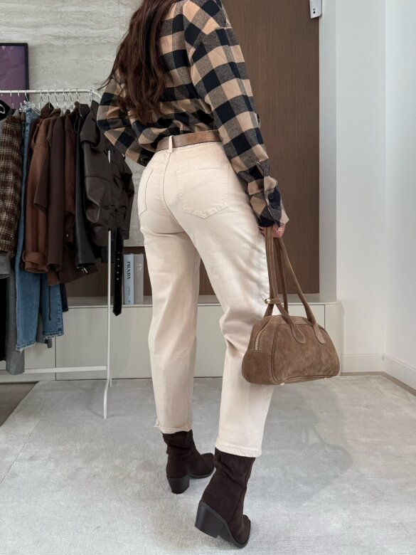 Spodnie Shawl jeans balloon jasnobeżowe 