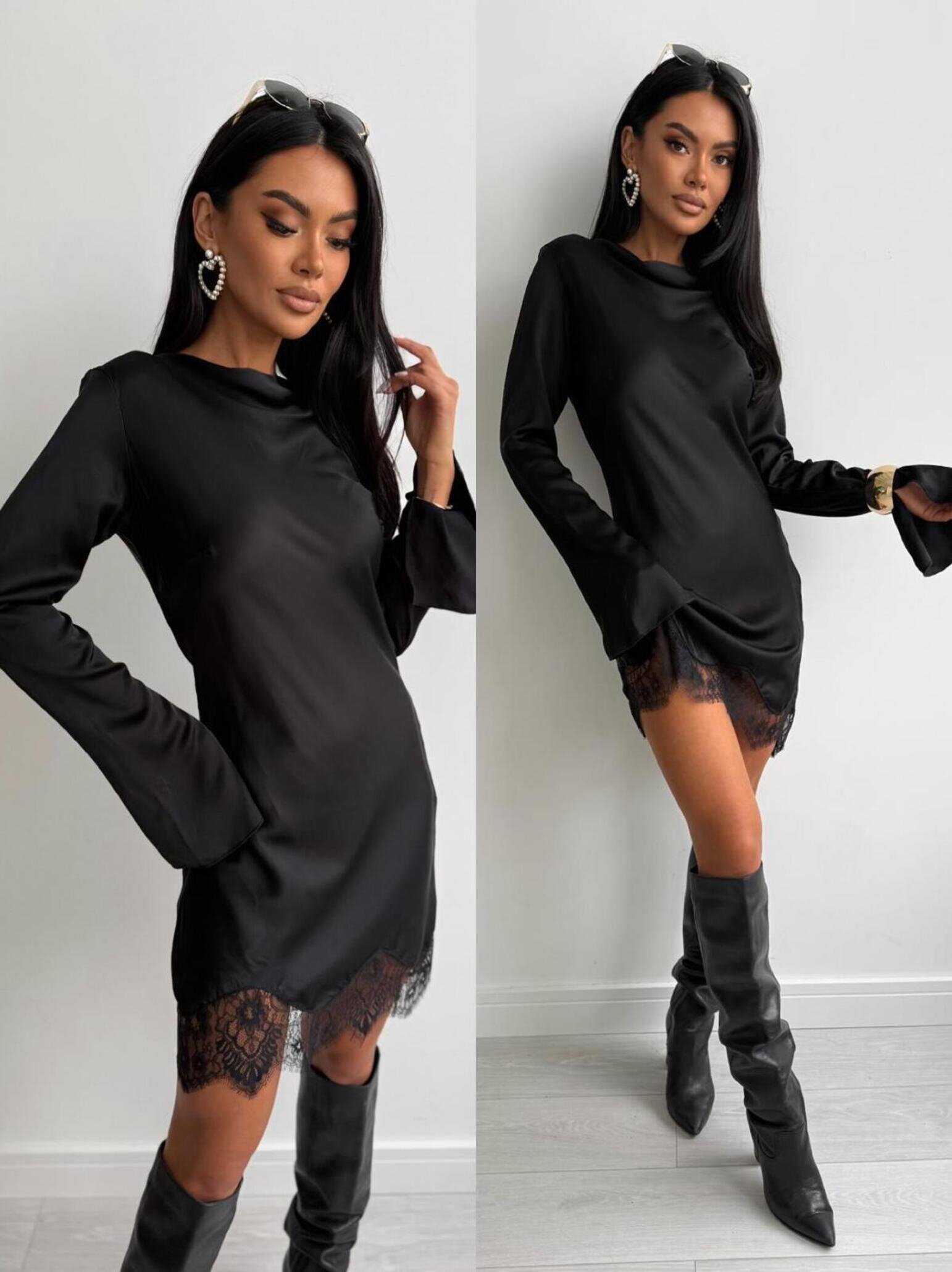 Sukienka Lunvera z koronką czarna