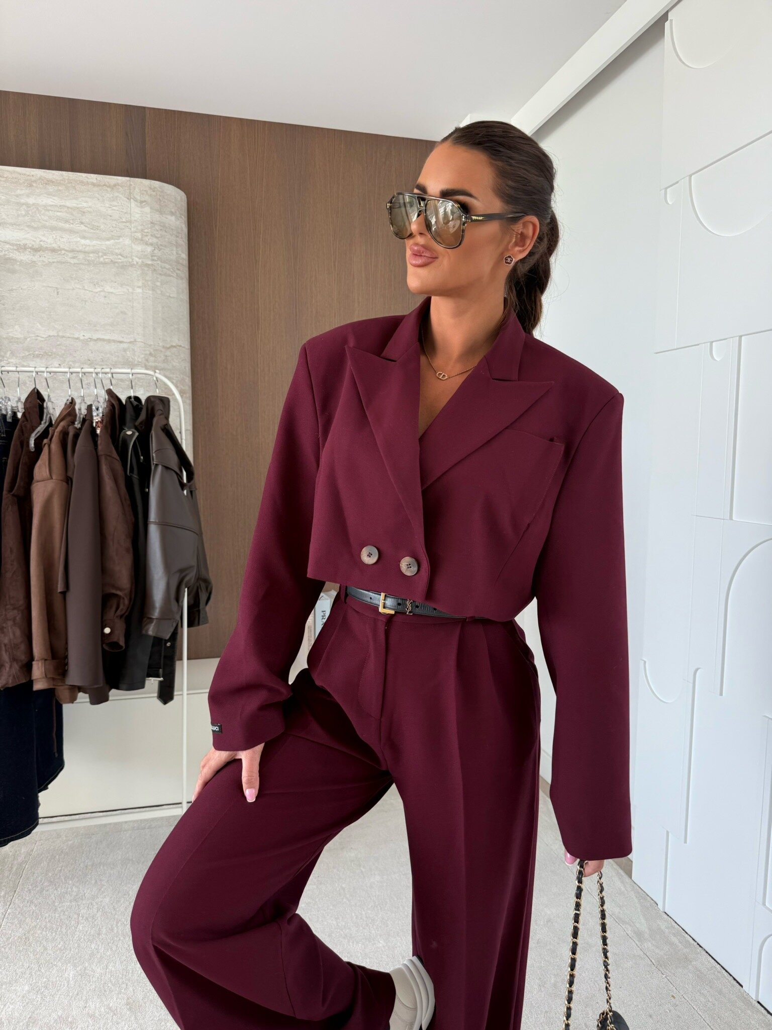 Marynarka Turner Premium short burgundowa 