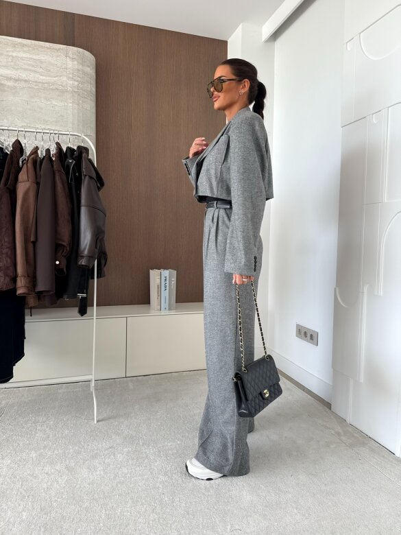 Spodnie Turner Premium w jodełkę szare