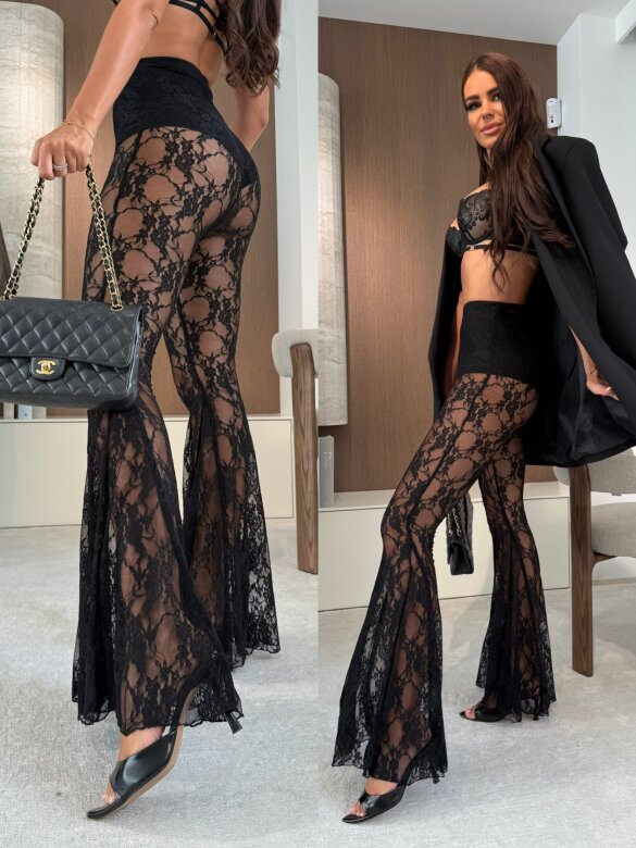 Spodnie Branch Premium koronkowe czarne