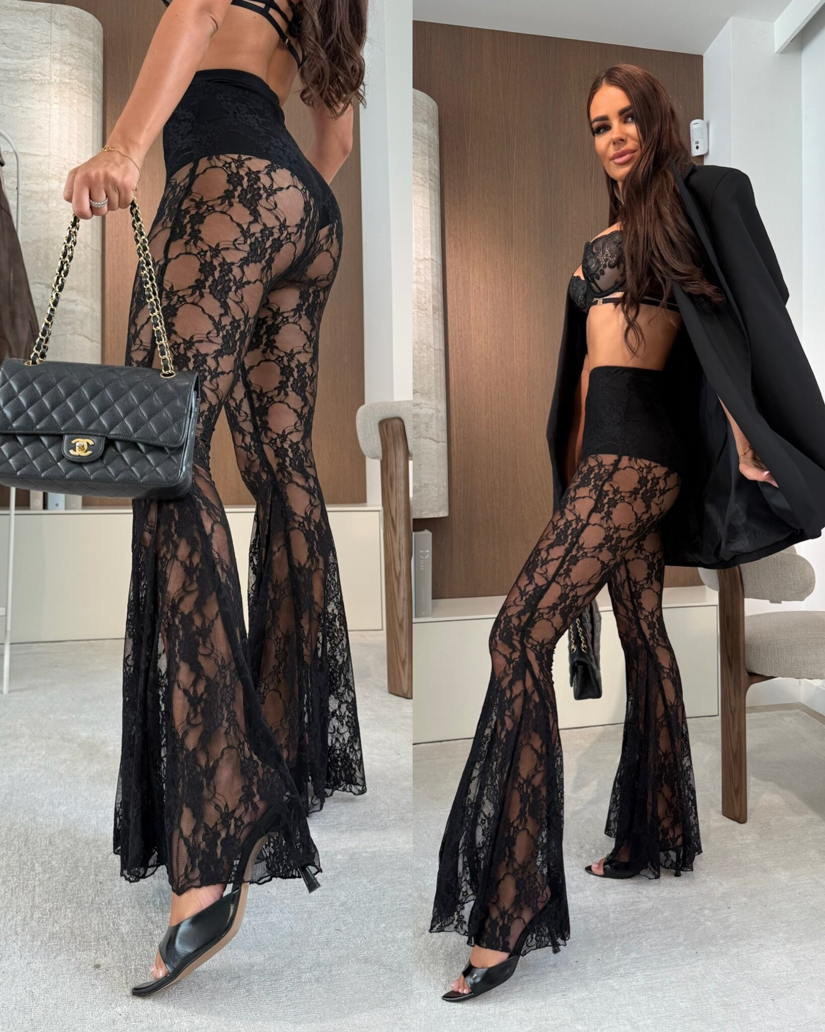 Spodnie Branch Premium koronkowe czarne