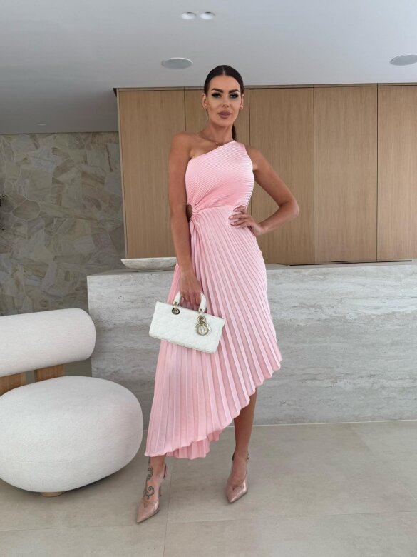Sukienka Joanne asymetryczna pudrowa
