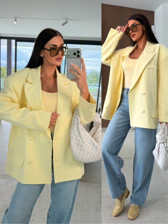 Marynarka Hibisco long żółta