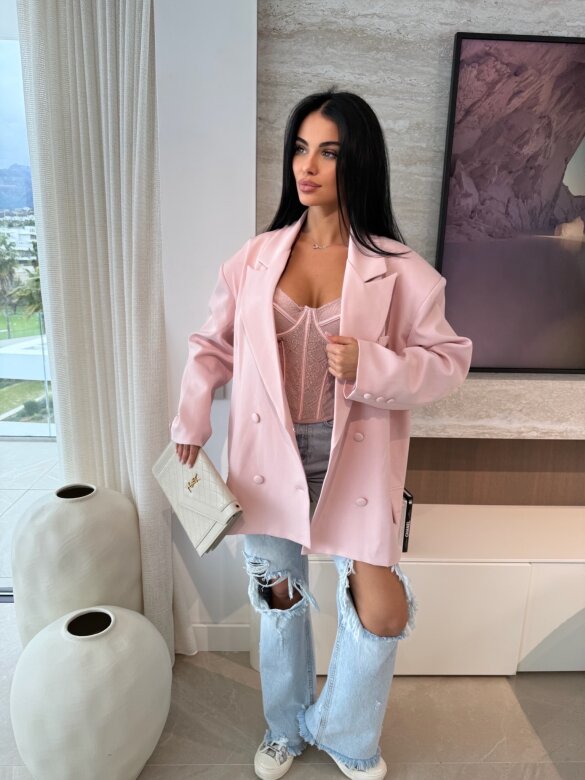 Marynarka Hibisco long pudrowa