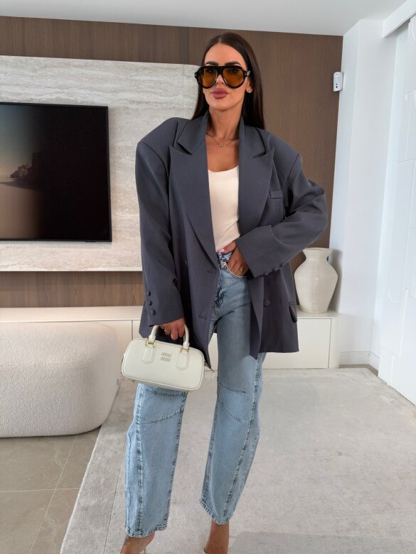 Marynarka Hibisco long grafitowa