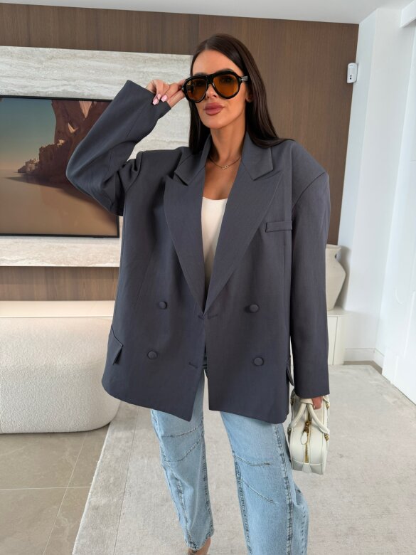 Marynarka Hibisco long grafitowa