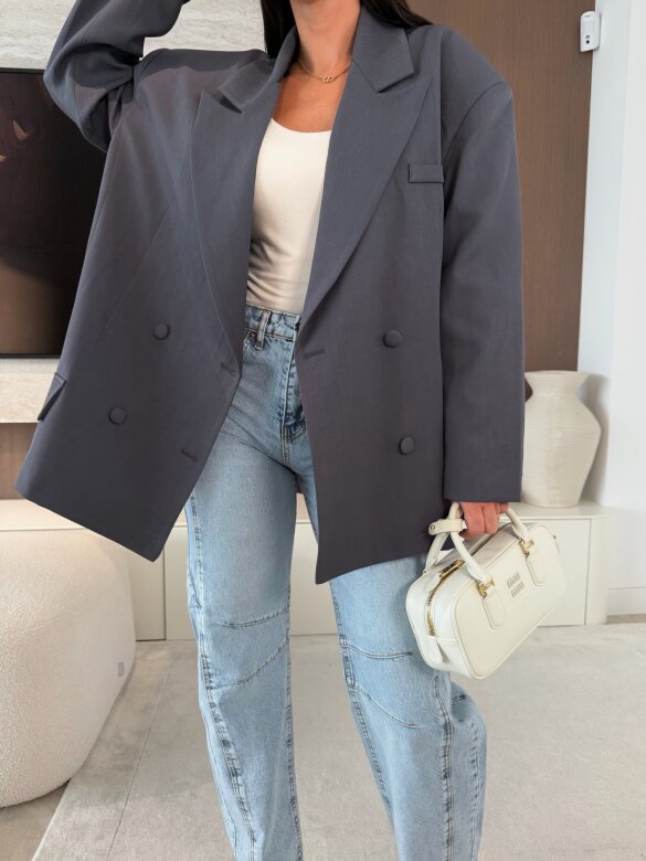 Marynarka Hibisco long grafitowa