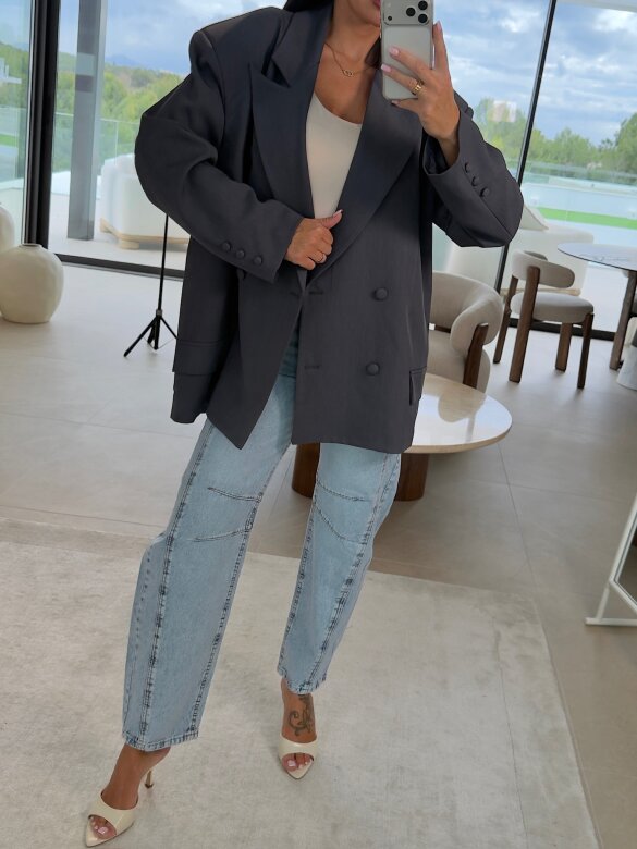 Marynarka Hibisco long grafitowa