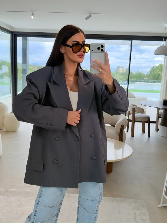 Marynarka Hibisco long grafitowa