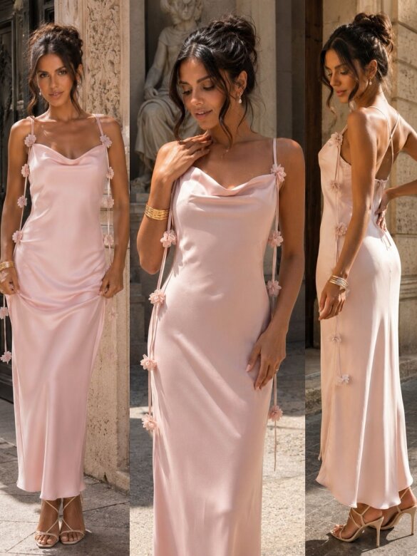 Sukienka Eternity maxi pudrowa