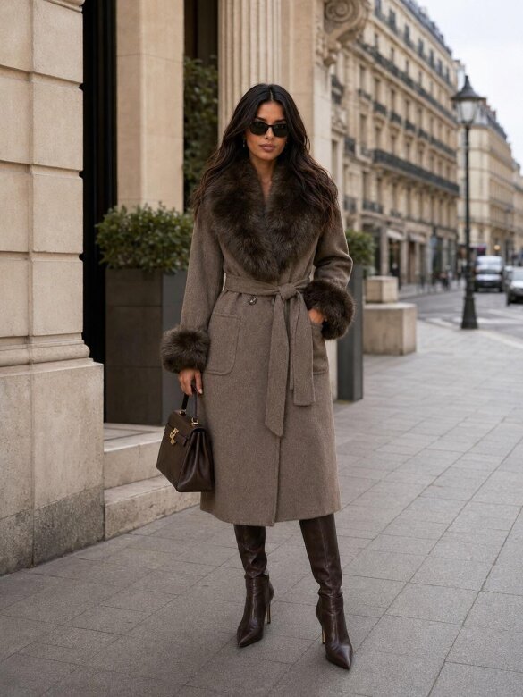 Coat Vento with wool chocolate