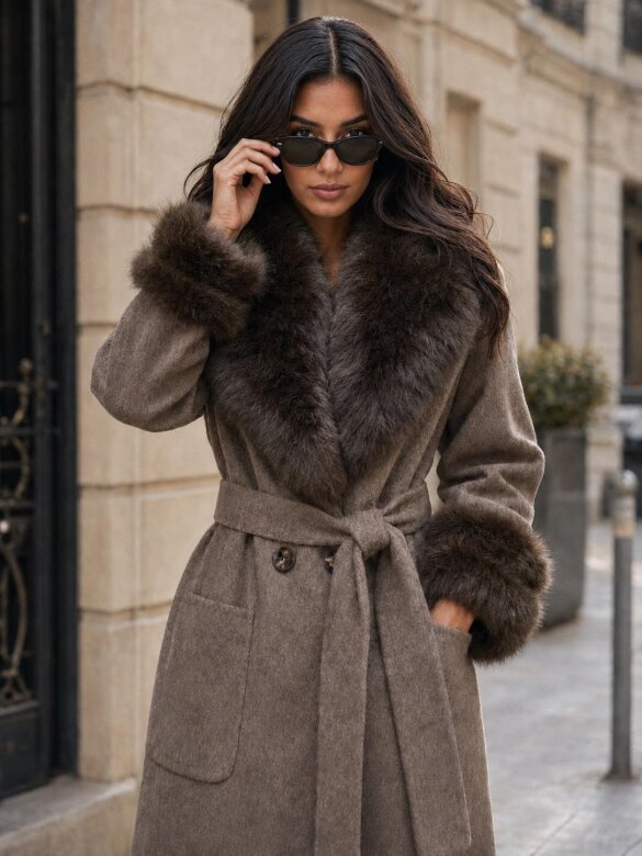 Coat Vento with wool chocolate