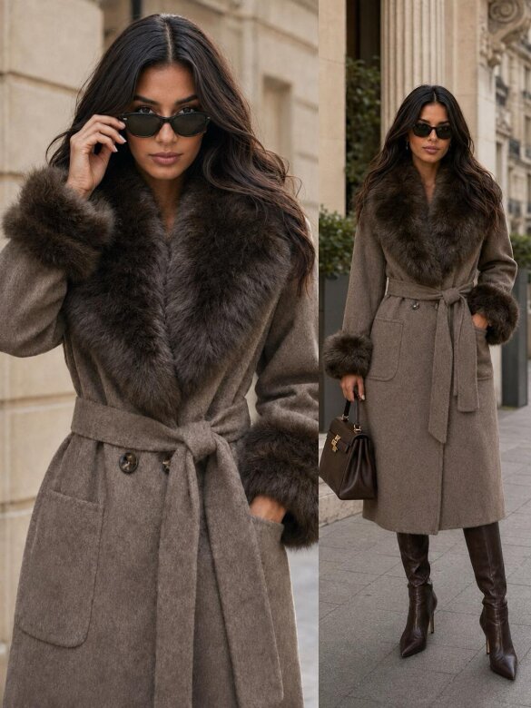 Coat Vento with wool chocolate