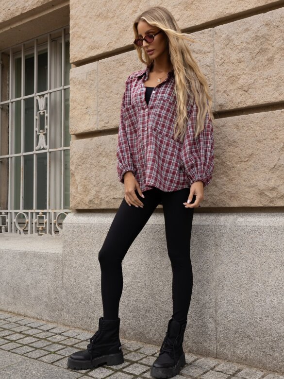 Shirt Lena claret-white